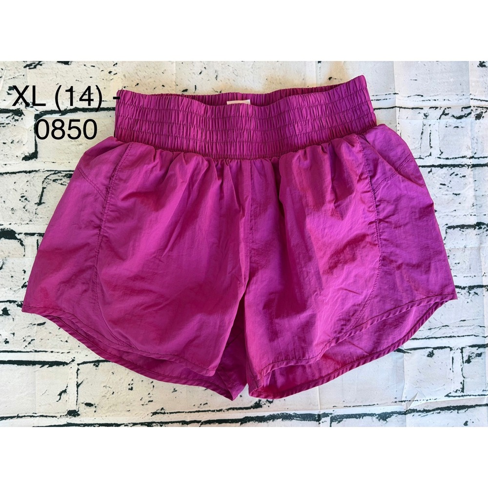 All in Motion Girls XL 14 Magenta Purple Smocked Waist Athletic Running Shorts